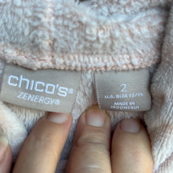 Chico’s pink leopard print hoodie pull on size 2 - Picture 3 of 6